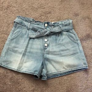 Jean Paperbag Waist Shorts